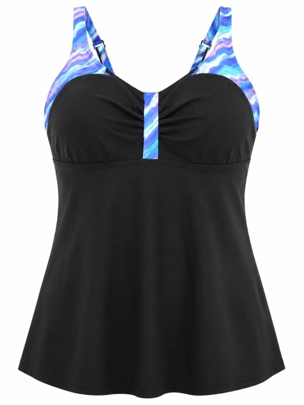 NWT Hanna Nikole Black Blue Tankini Top Sz 20W